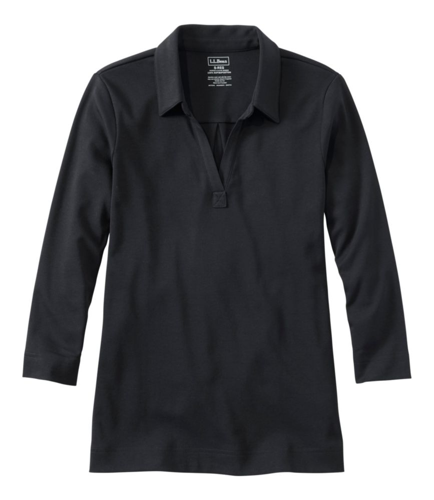 Women's Pima Cotton Tee, Three-Quarter-Sleeve Polo