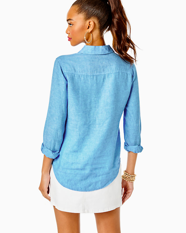 Sea View Linen Button Down Top