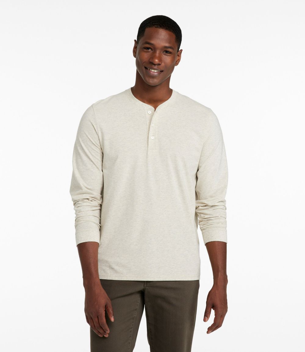 Men's Comfort Stretch Performance® Pima Tee, Long-Sleeve Henley