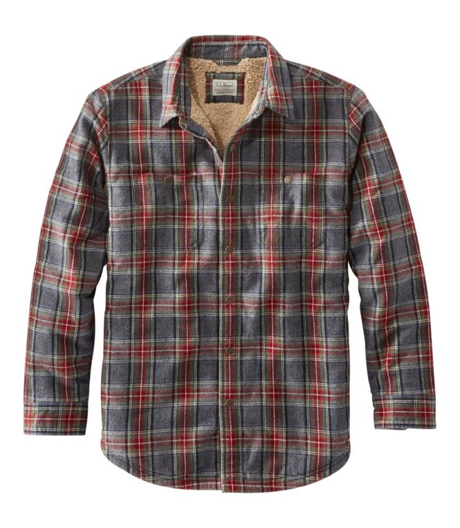 Men's Sherpa-Lined Scotch Plaid Shirt, Slightly Fitted