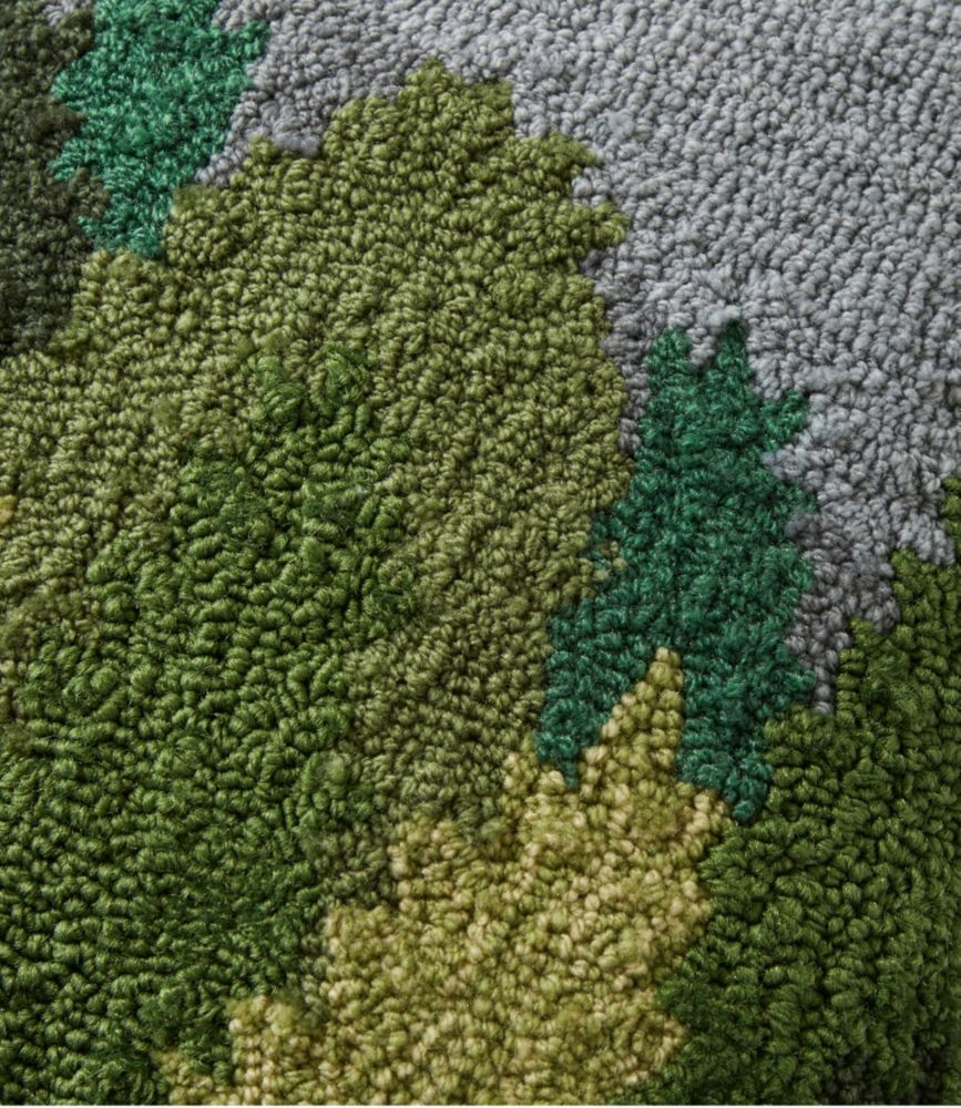 Indoor/Outdoor Hooked Pillow, Mountain Scene