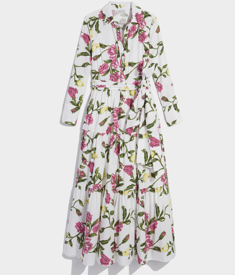 Kentucky Derby Roses Tiered Shirtdress