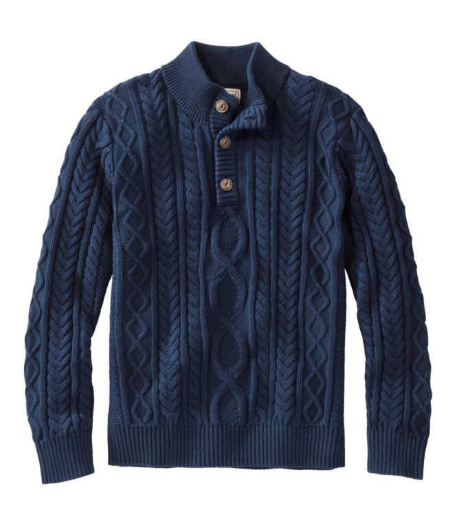 Men's Bean's Heritage Soft Cotton Fisherman Sweater, Button-Mock