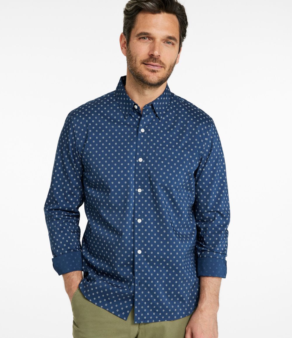Men's Comfort Stretch Performance® Shirt, Long-Sleeve, Slightly Fitted Untucked Fit, Print