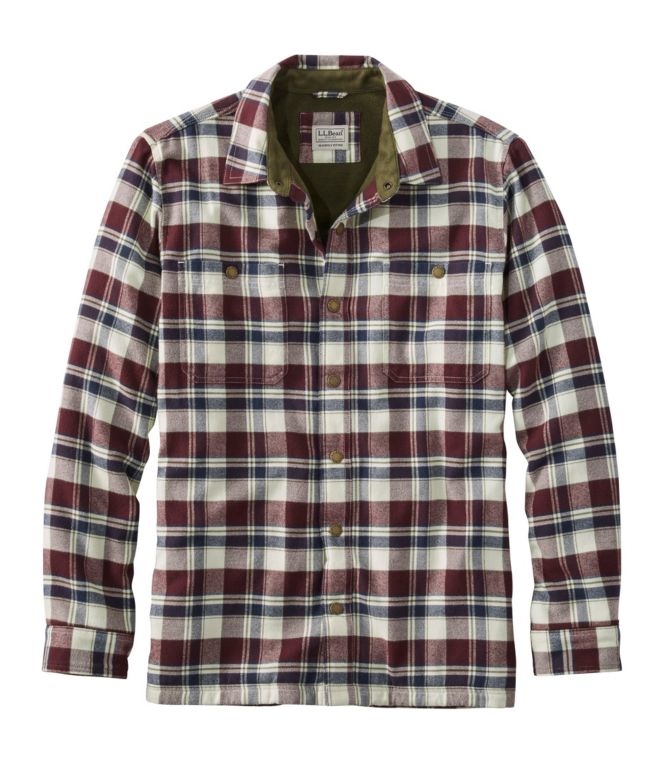 Men's Fleece-Lined Flannel Shirt, Snap Front, Slightly Fitted