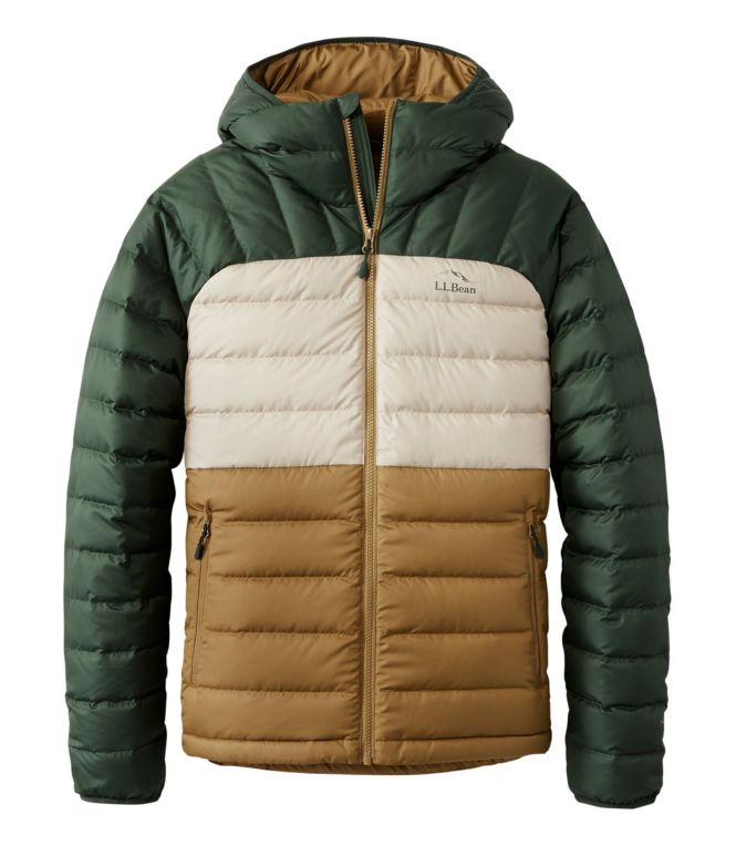Men's Bean's Down Hooded Jacket, Colorblock