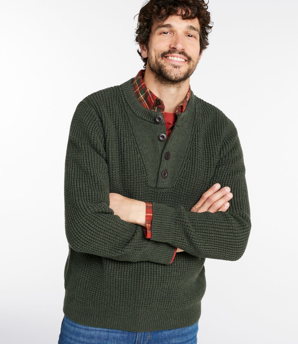 Men's L.L.Bean Organic Cotton Waffle Sweater, Henley